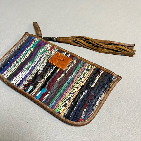 Will Leather Goods Woven Boho Clutch Wristlet • Leather Trim • Multicolor - Picture 9 of 16